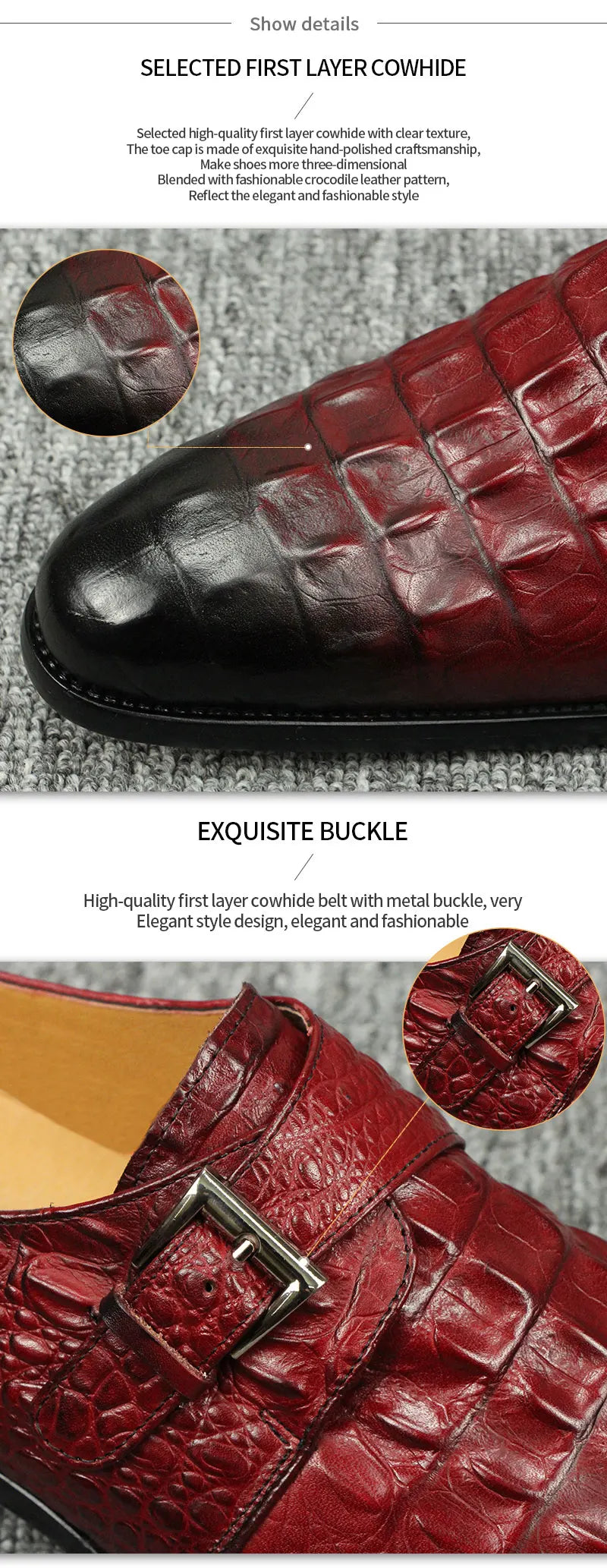 Luxury Crocodile Pattern Formal Leather Shoes Mens Monk Strap Oxford Mens Italy Style Loafers Sapato Social Masculino Zapatilla