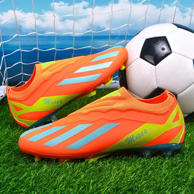 New Men Outdoor Football Boots Cleats Soccer Shoes Long Spikes FG Boys Non Slip Sport Training Breathable Match Comfortable