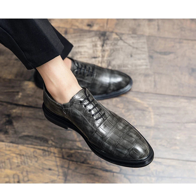 Men's Pointed Oxford Dress Shoes Leather Casual Office Wedding Shoes Gentleman Luxury High Quality 2026 Fashion