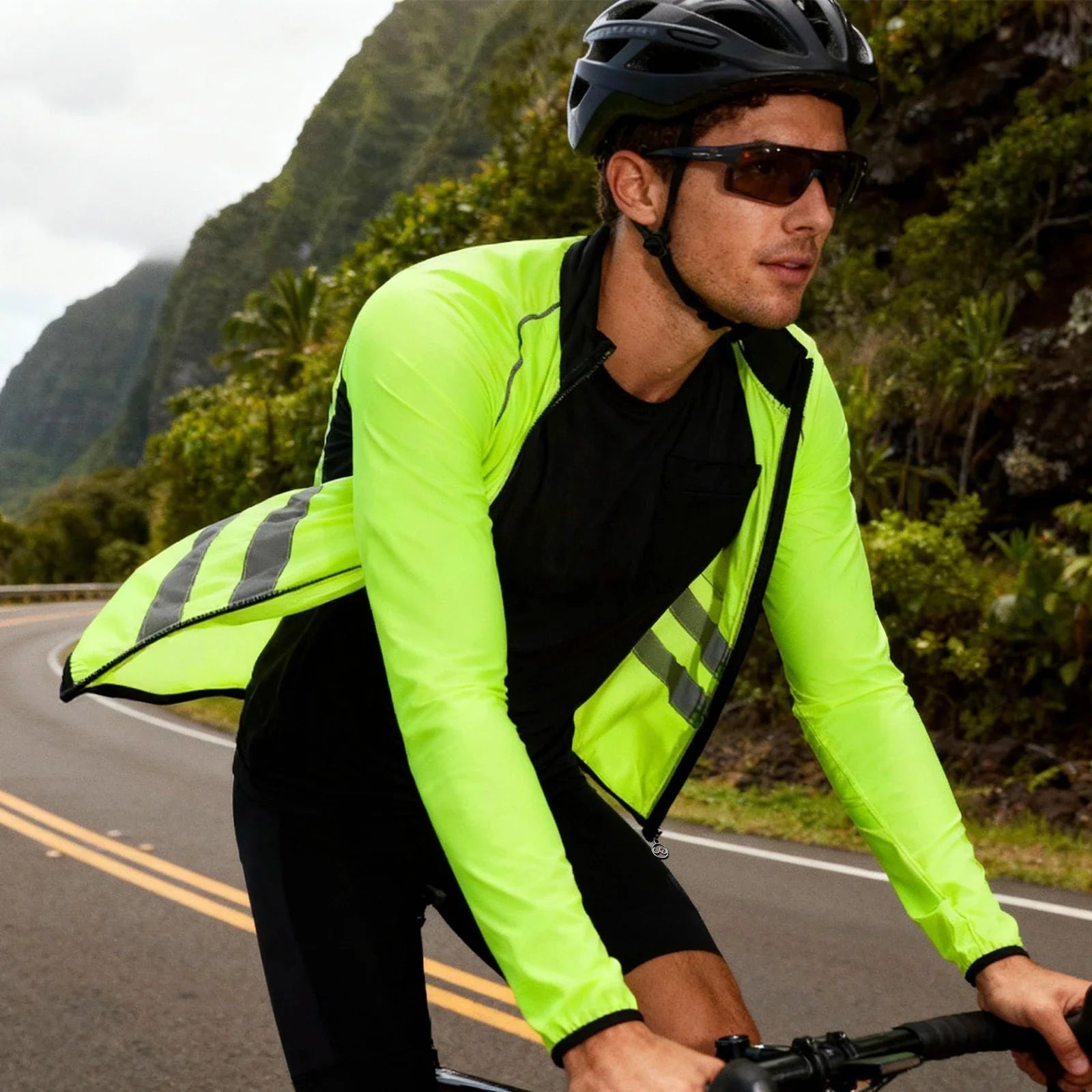 Reflective Cycling Windbreaker Men MTB Bike Jacket Moto Coat Windproof Camping Fishing Cycling Clothes Multi-use Jersey