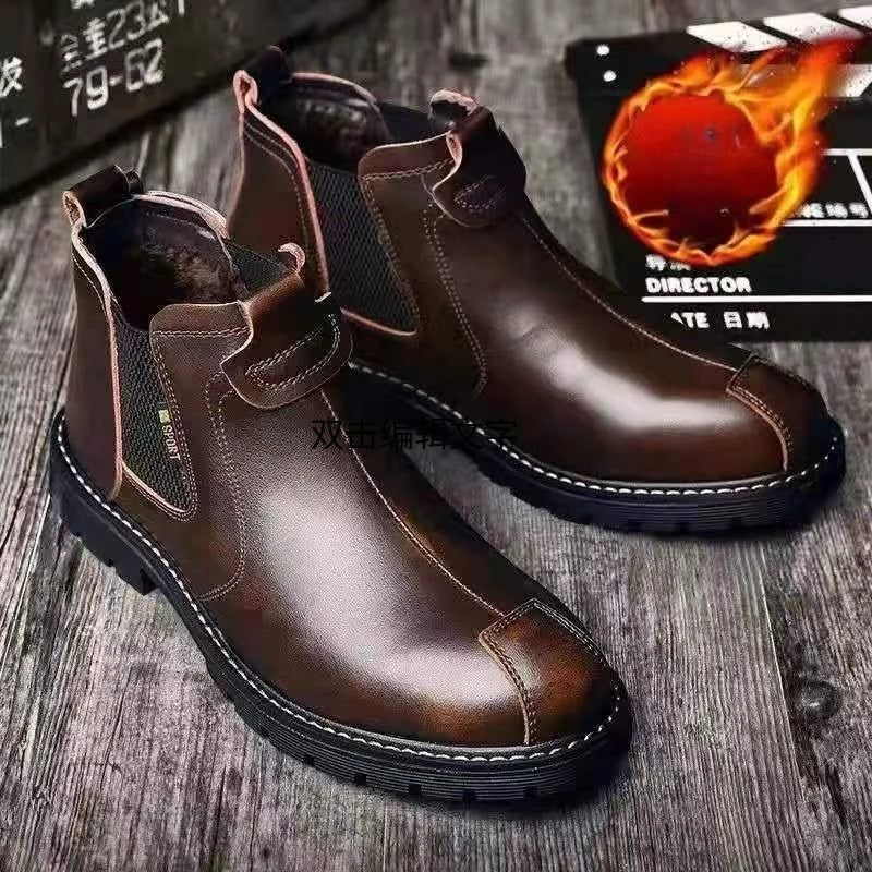 Leather Men Shoes Set Foot Casual Slip on Men Loafers Men Flats High Quality  Moccasins Shoes Plus Size Handmade Shoes Boots