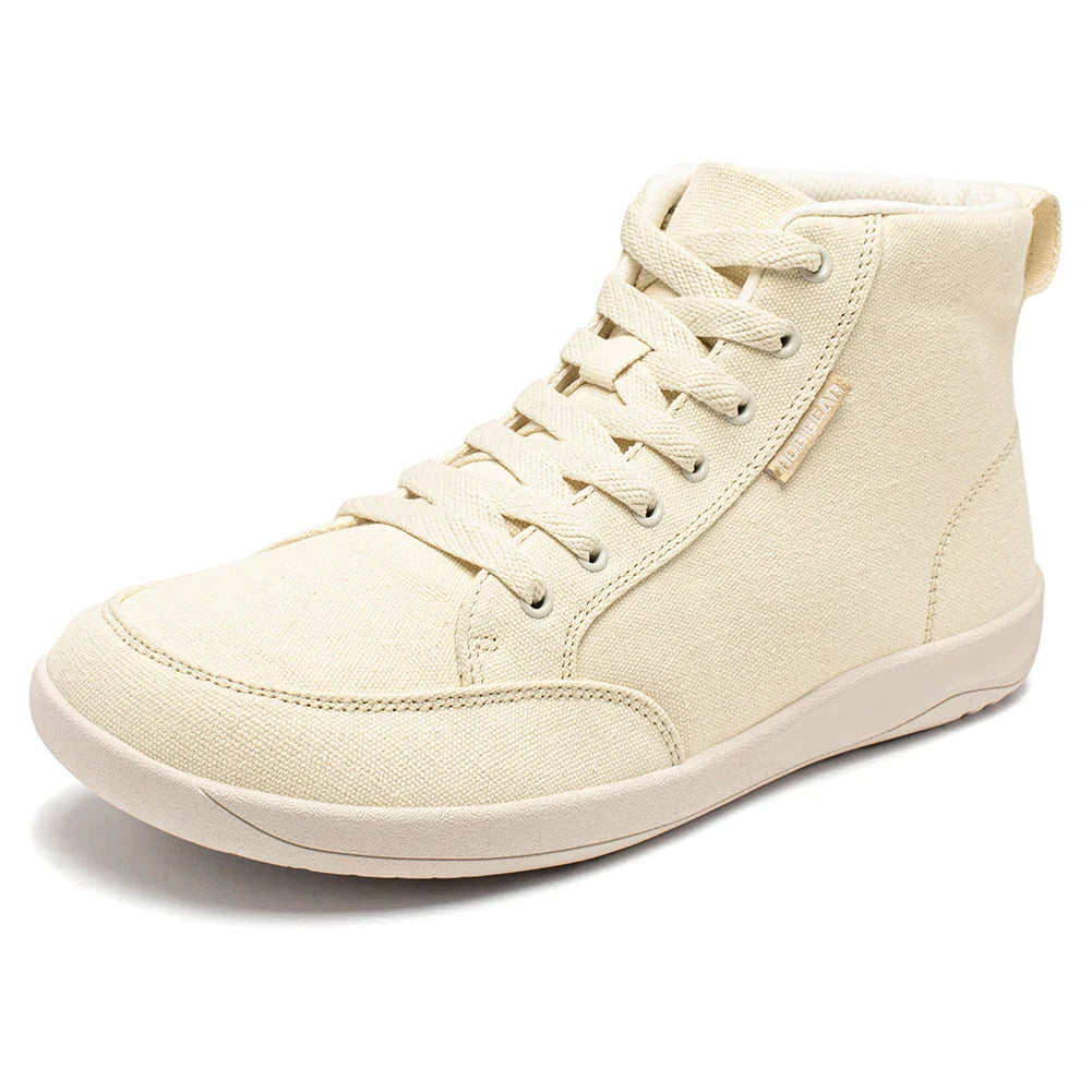 Mid-Top Barefoot Shoes Unisex Wide Toe Box Canvas Sneakes Zero Drop Lace Up Outdoor Walking Shoes