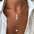 3/5mm Round Bubble Bezel Set Moissanite Diamond Pendant Necklace for Women 925 Sterling Silver Y-Shape Long Tassel Neckchain