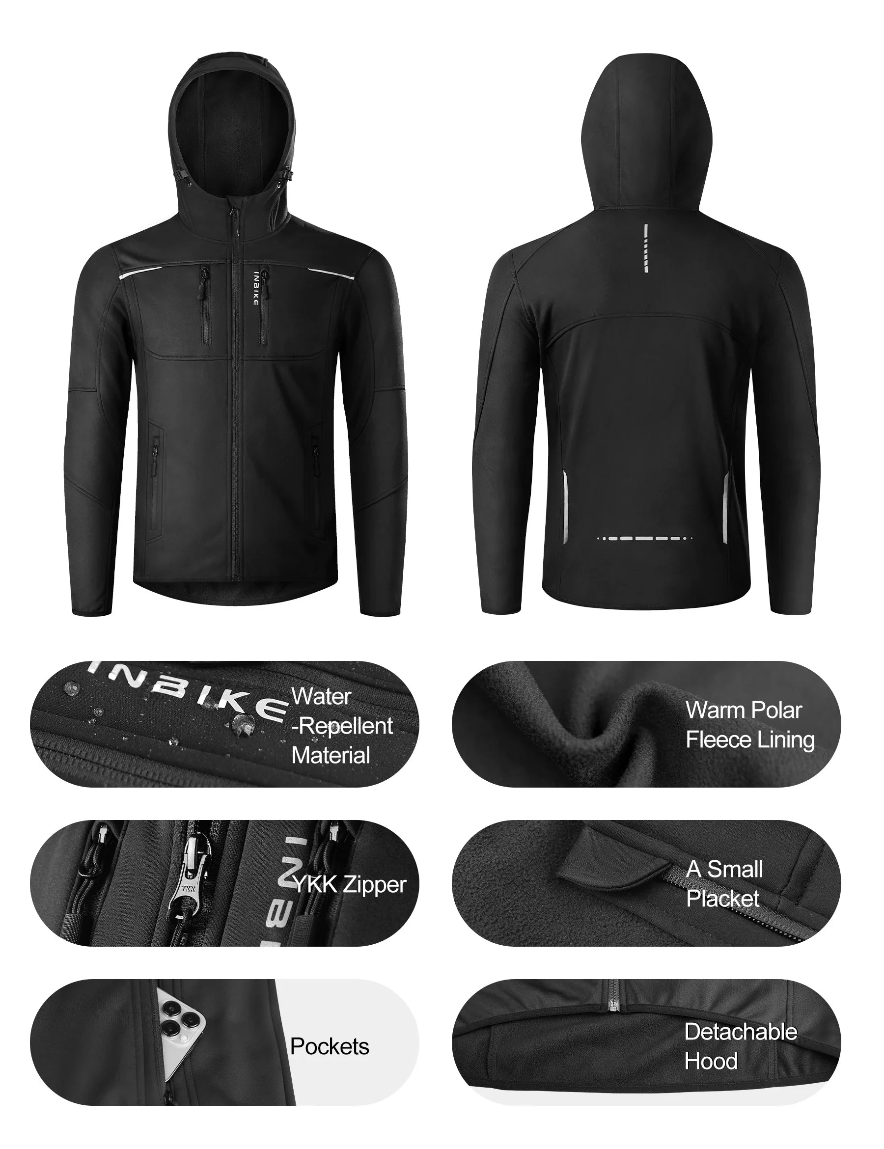 Winter Cycling Jackets Man Warm Thermal Windbreaker for Men Hooded MTB Bike Jackets for Riding Windproof Bicycle Clothing