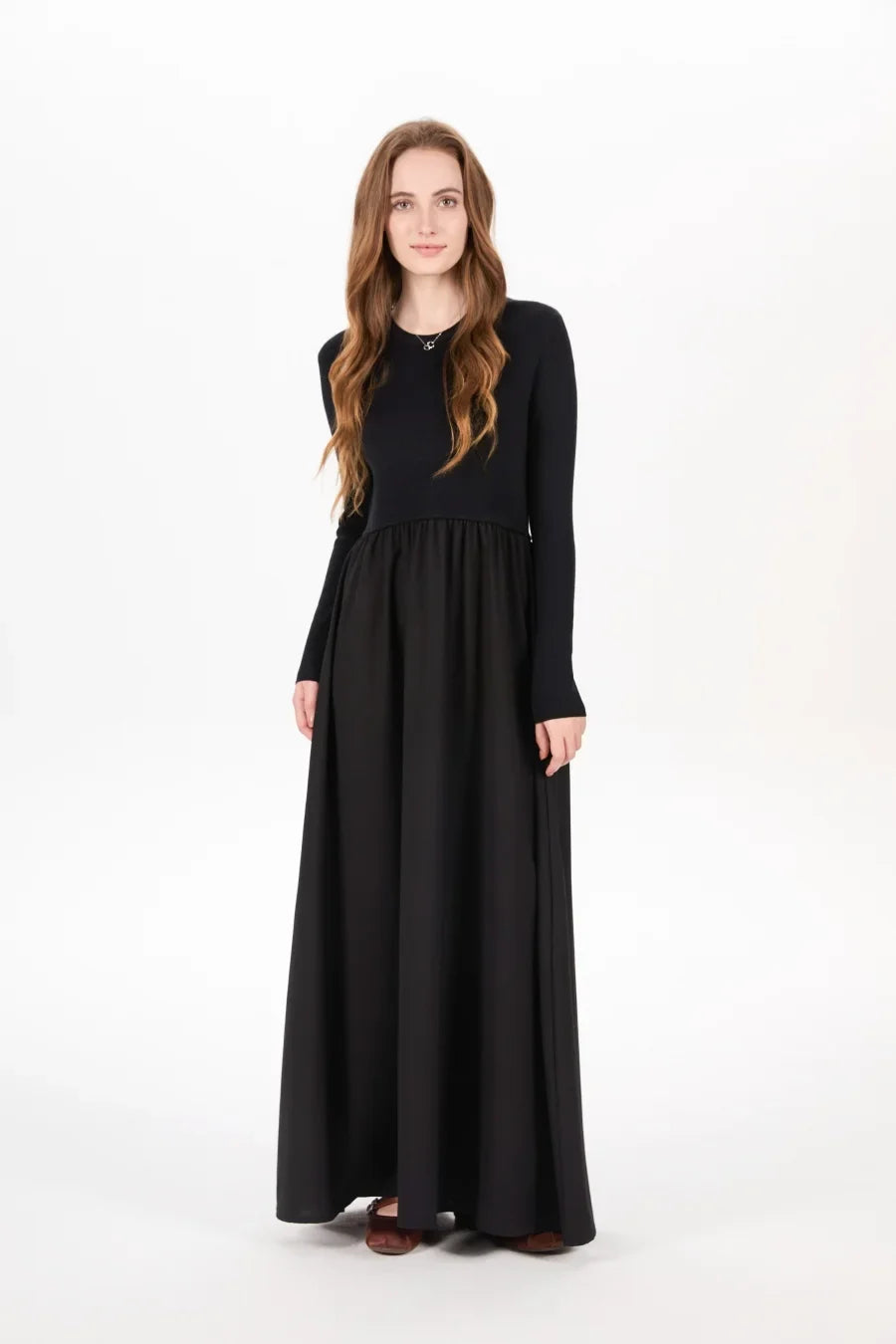 AW25 stripe knitting cardigan + sleeveless patch dress maxi matching set for woman clothing