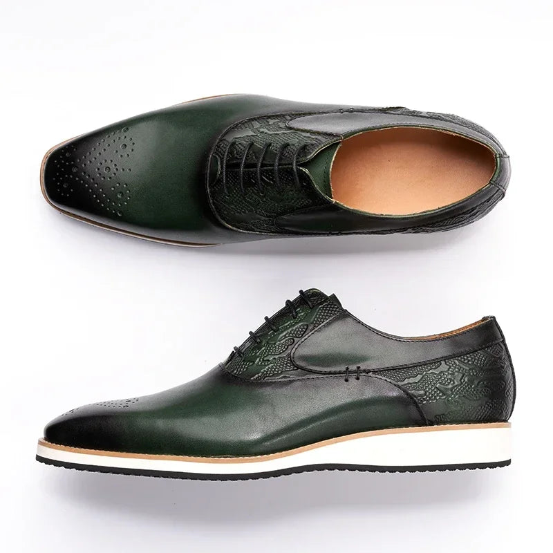 Men's Genuine Leather Brogue Shoes|All-Season Sport Casual Footwear|High-Quality Leather Dress Shoes|Comfortable Walking Shoes