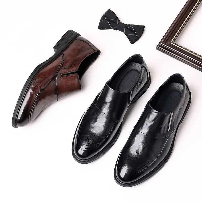 Luxury Brand Men Leather Formal Business Shoes Male Office Work Flat Shoes Oxford Breathable Party Wedding Anniversary Shoes