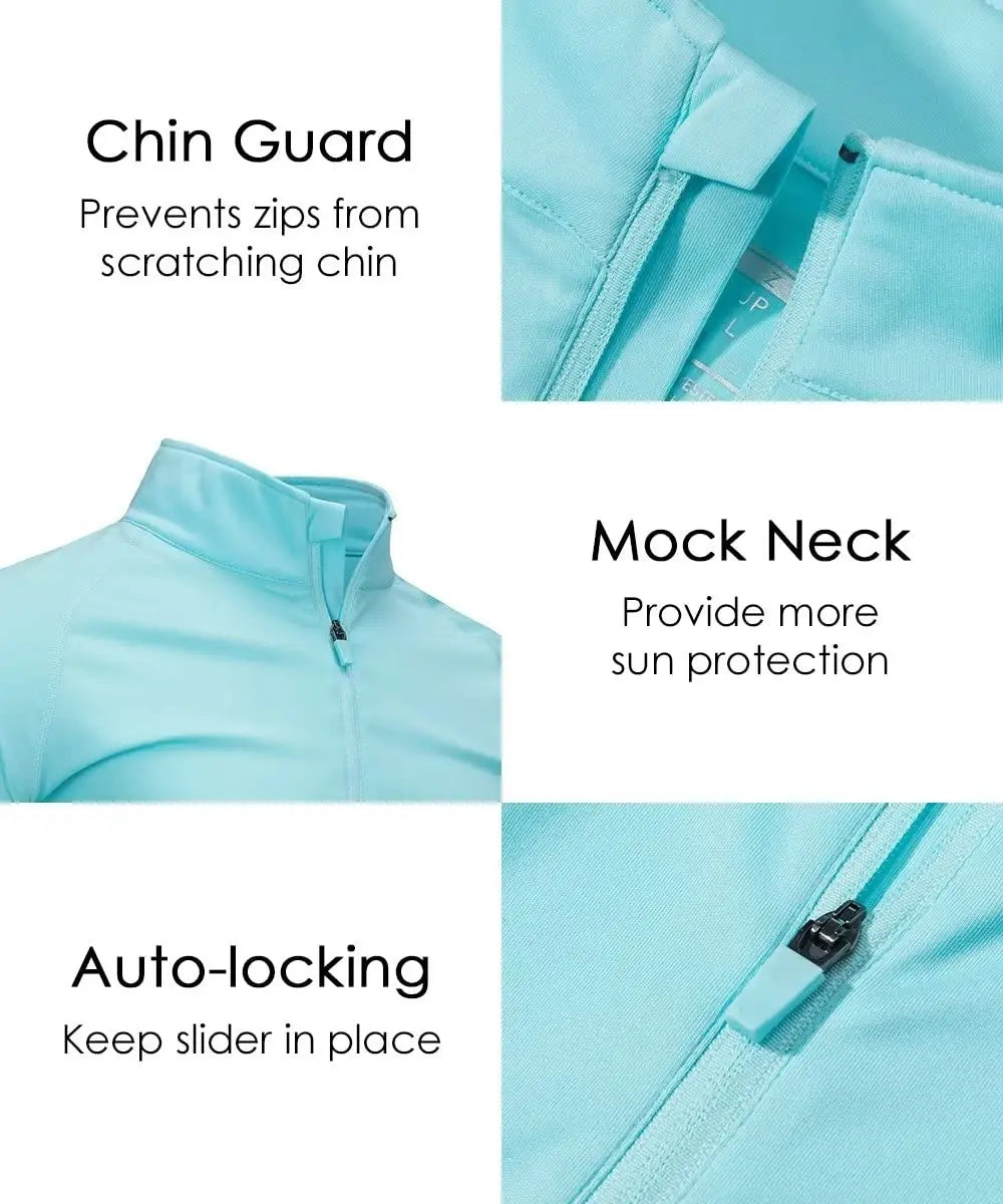 Men's Lightweight Long Sleeve T-Shirt UPF50+ Sun Protection Quick Dry Zip Neck Casual Summer Top