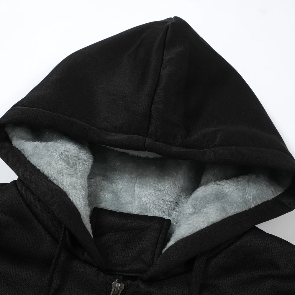 Men's Jacket Anime Bleach Zip Up Hoodies Thicken Warm for Men Fleece Long Sleeve Coat Casual Hooded Streetwear Men Winter Coats