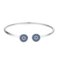 100% 925 Sterling Silver Blue Zircon Lucky Eyes Bracelet for Women Open Cuff Bangle Classic Luxury Jewelry SCB058