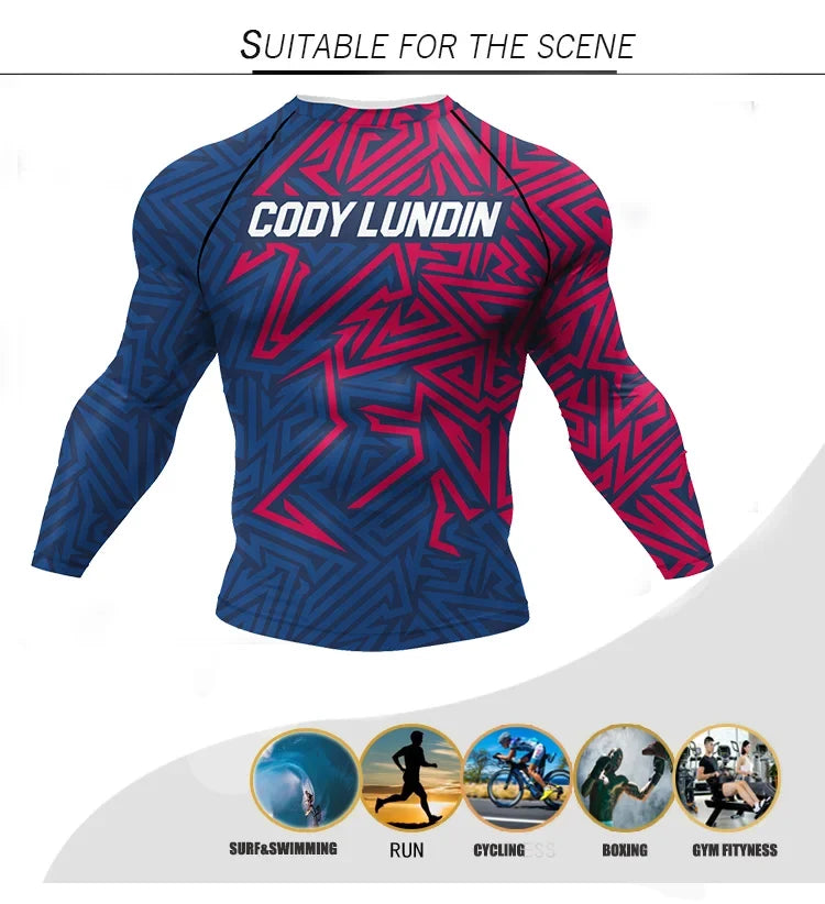 Cody Lundin Men Gym Fitness T-Shirts Jiu Jitsu BJJ Running Rashguard Funny Skeletal Graphic Men Sportswear Boxing Training Tees