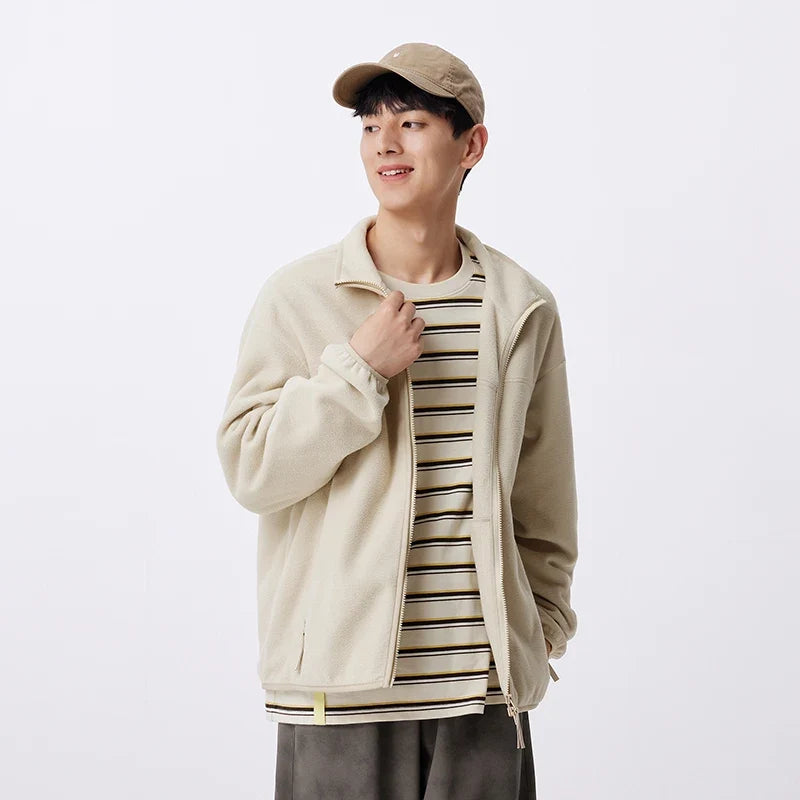 Jacket Men Anti-Static Fur Coat New Autumn 2024 Warm Fleece Couple Style Collar Top