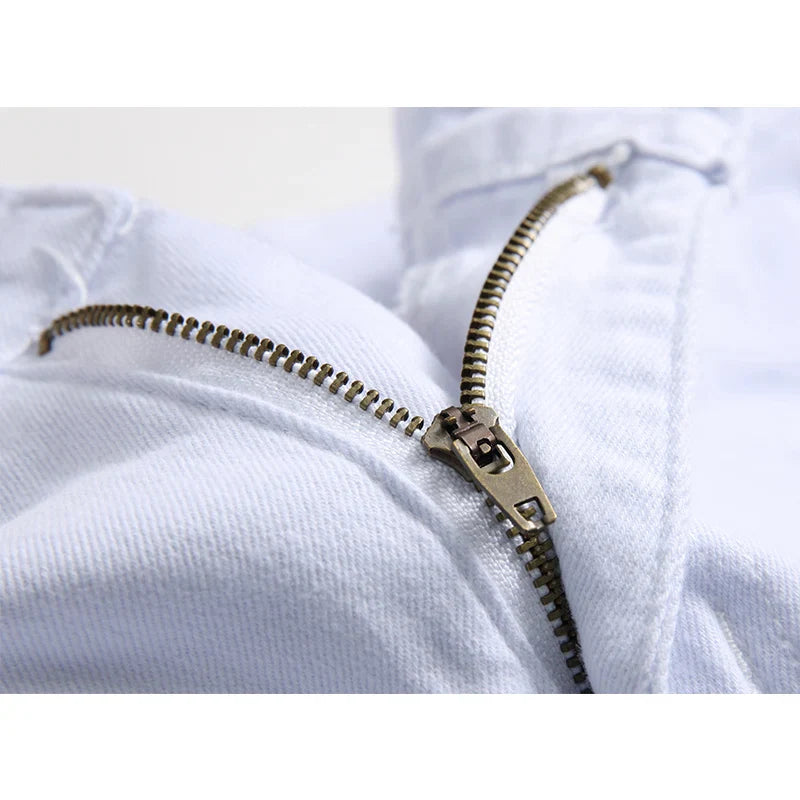 White Fashion Vintage Fit Denim Trousers