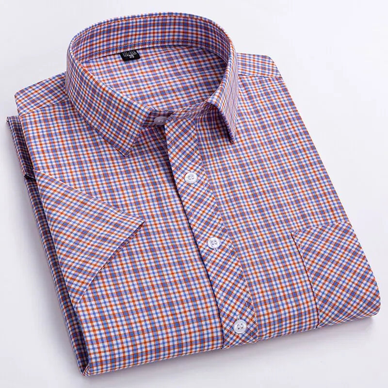 Men's Plaid Short-sleeved Shirt light Breathable