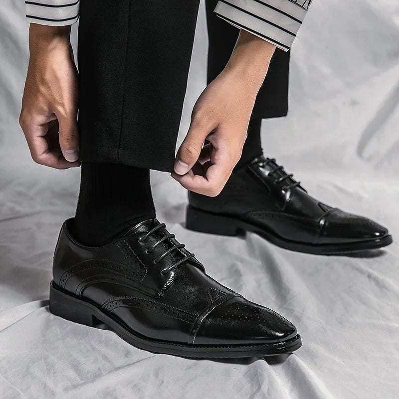 2025 High Quality Handmade Oxford Dress Shoes Men Genuine Cow Leather Suit Shoes Footwear Wedding Formal Italian Shoes Casual