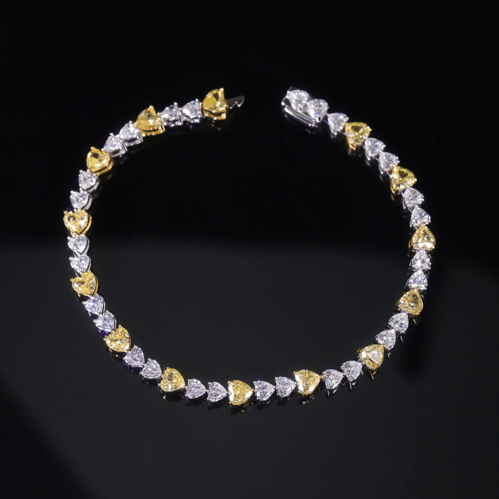 Art Deco Diamond-fire CZ-  Fancy Light Yellow Tennis Bracelet Sterling Silver 925 Fancy Party Wear Bracelet Gift