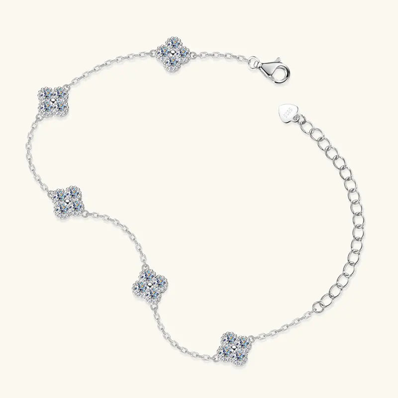 2025 New 925 Silver Flower Clover Bracelet Moissanite 3mm for Women 18k Gold Plated Fine Jewelry Certified Lab Diamond D-E