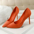 Women 9cm High Heels Daily Party Colorful Suede Pumps Female Scarpins Stiletto Evening Banquet Red Yellow Shoes Plus Size 34-43