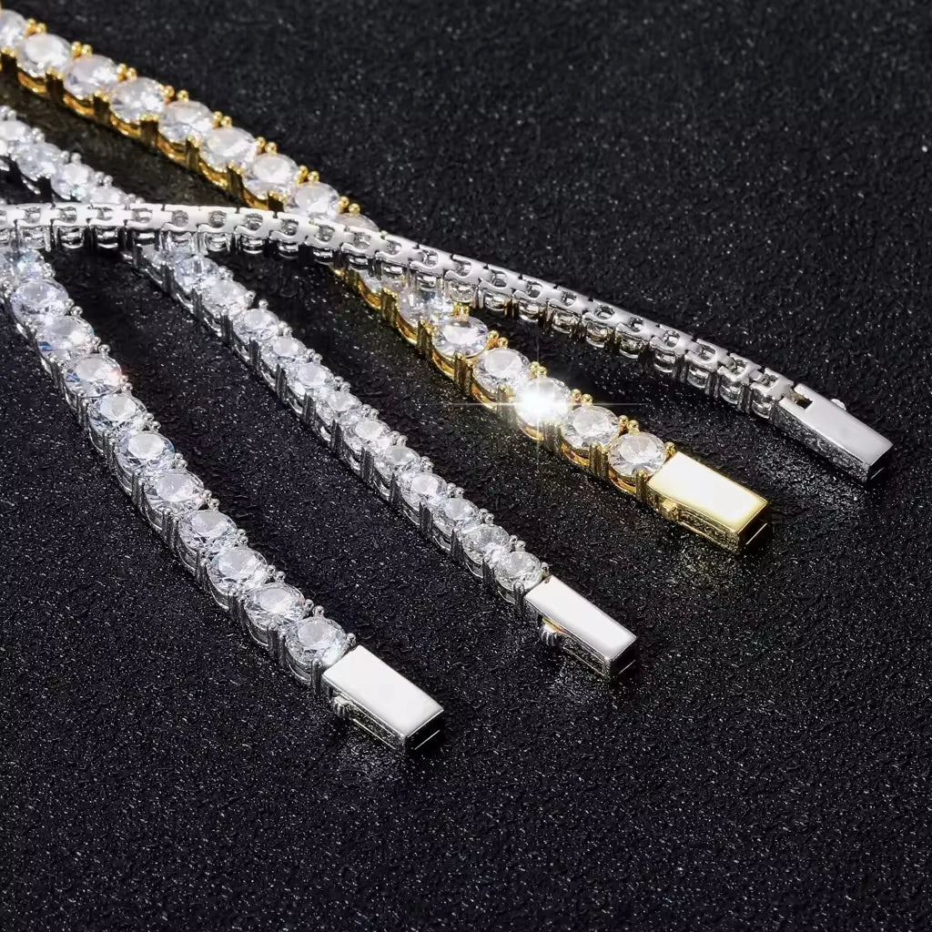 Hip Hop 2 2.5 3 4 5 6.5mm Unisex Moissanite Tennis Bracelet For Women Men 925 Sterling Silver Moissanite Bracelet Fine Jewelry