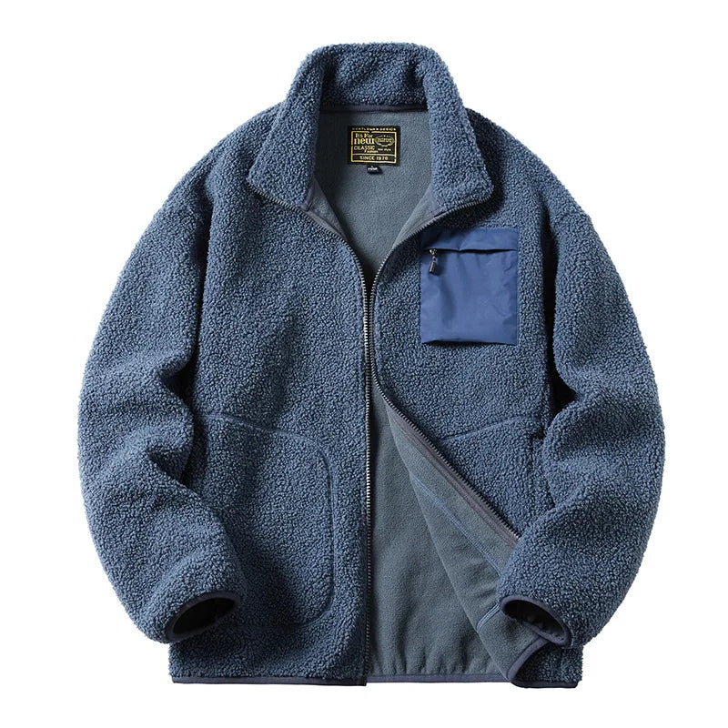 Men Thicken Fleece Padded Coat Berber Fleece Jackets For Men Vintage Stand Collar Polar Fleece Wintre Jacket Warm Tops 패딩