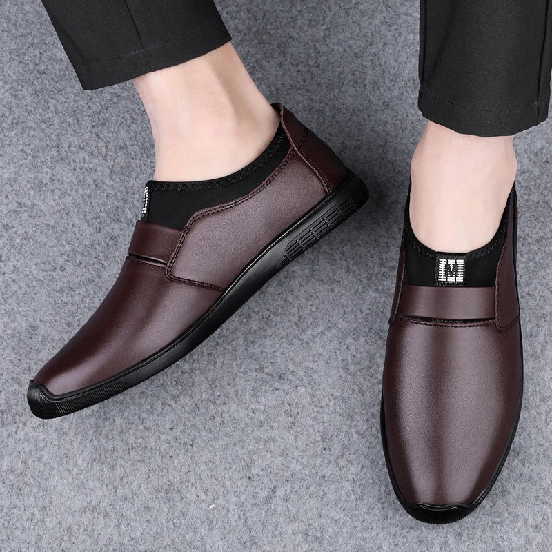 Upscale Genuine Leather Men Loafers Brown Black Cow Leather Penny Loafers Adult Office Career Mens Shoes Sneakers Driving Shoes