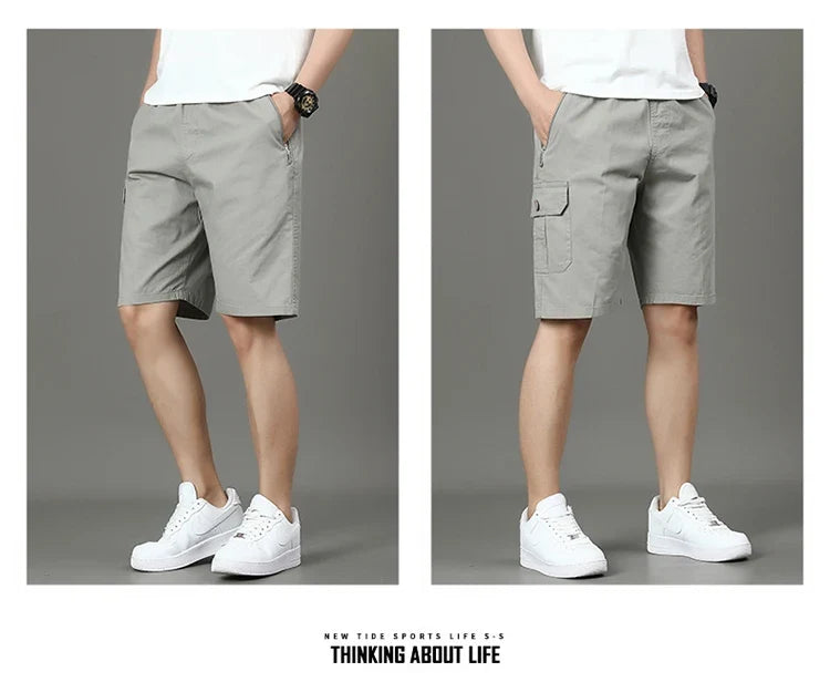 Summer new men's work shorts pocket zip trend versatile casual trousers five work trousers