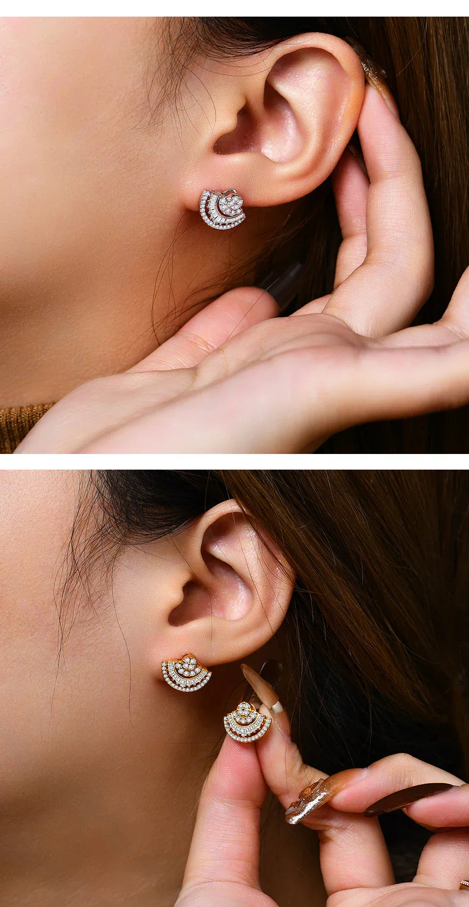 Luxury D VVS1 Color Moissanite Sector Earrings For Women Top Quality 100% 925 Sterling Silver Engagement Wedding Gift