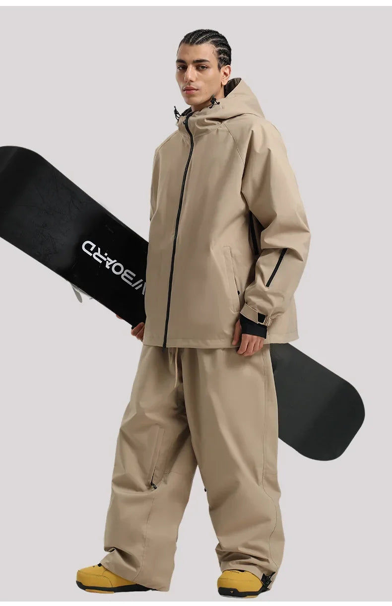 SNOW Winter Ski Jacket Men Waterproof Insulated Snow Tops Super Loose Snowboard Clothes Breathable Windproof Skiing Hoodies