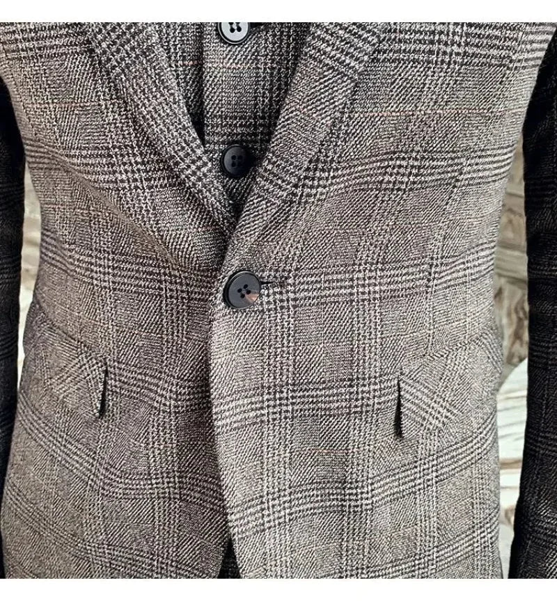 Suit Blazer+Pants Men Fashion Hosts British Style Work Business Wedding Casual Art Style Elegant Gentleman Cotton and Linen Suit