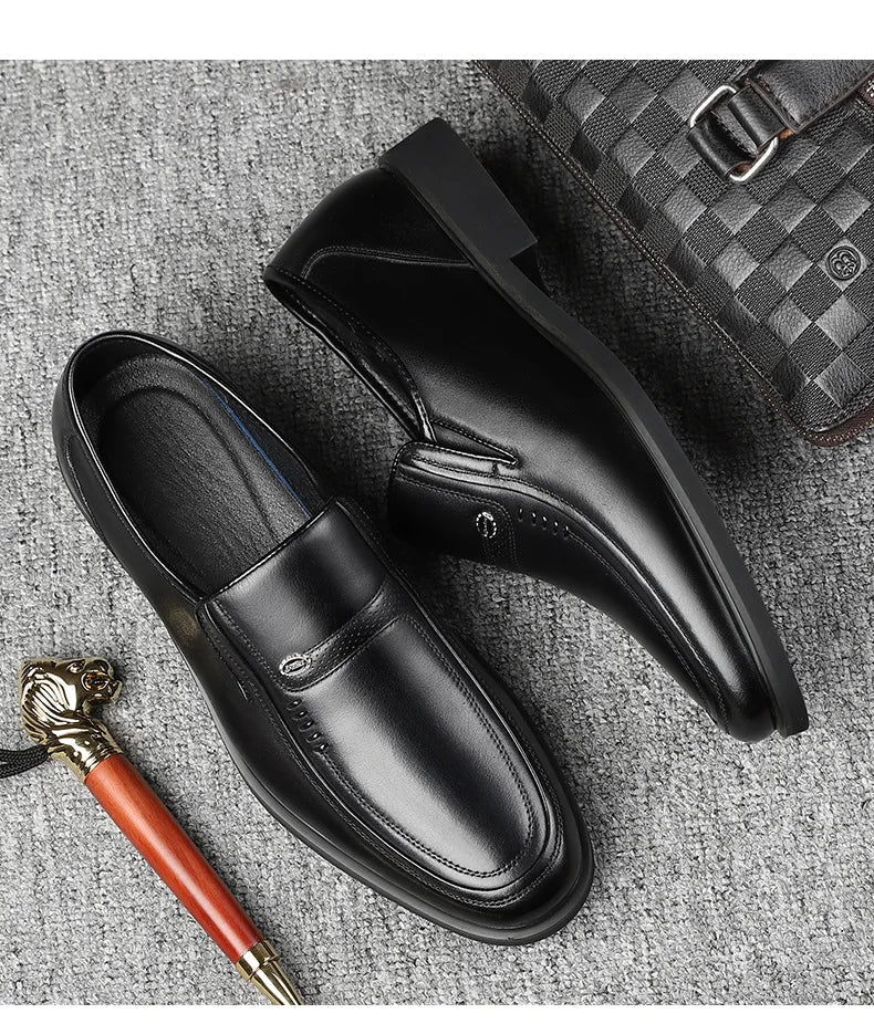 Cow Leather Men's Business Casual Shoes 2026 Spring Autumn Non Slip Dress Shoes Male Fashion Designer Loafers for Man