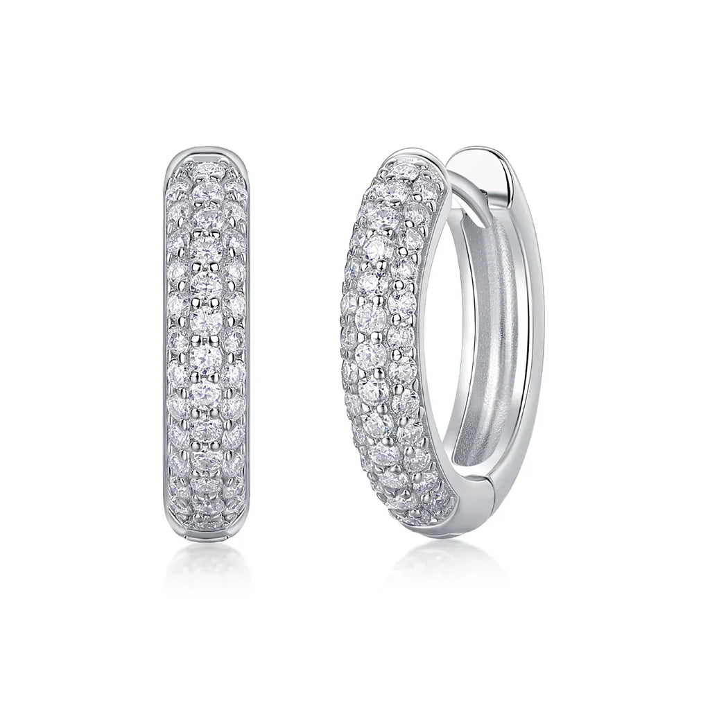 D color moissanite stud earrings 925 silver 18K gold plated hoop earrings, women's wedding party jewelry with gift box