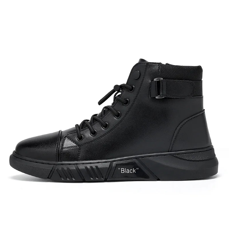 Men Boots Leather Casual Platform Boots Zipper British Style Autumn Winter Fashion Comfortable Mens Shoes Ankle Botas De Hombre