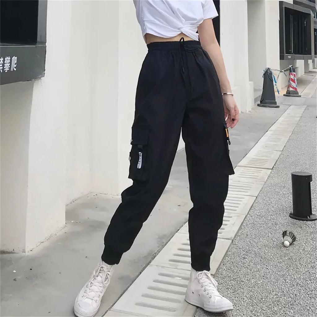 Women High Waist Loose Streetwear Baggy Tactical Trouser