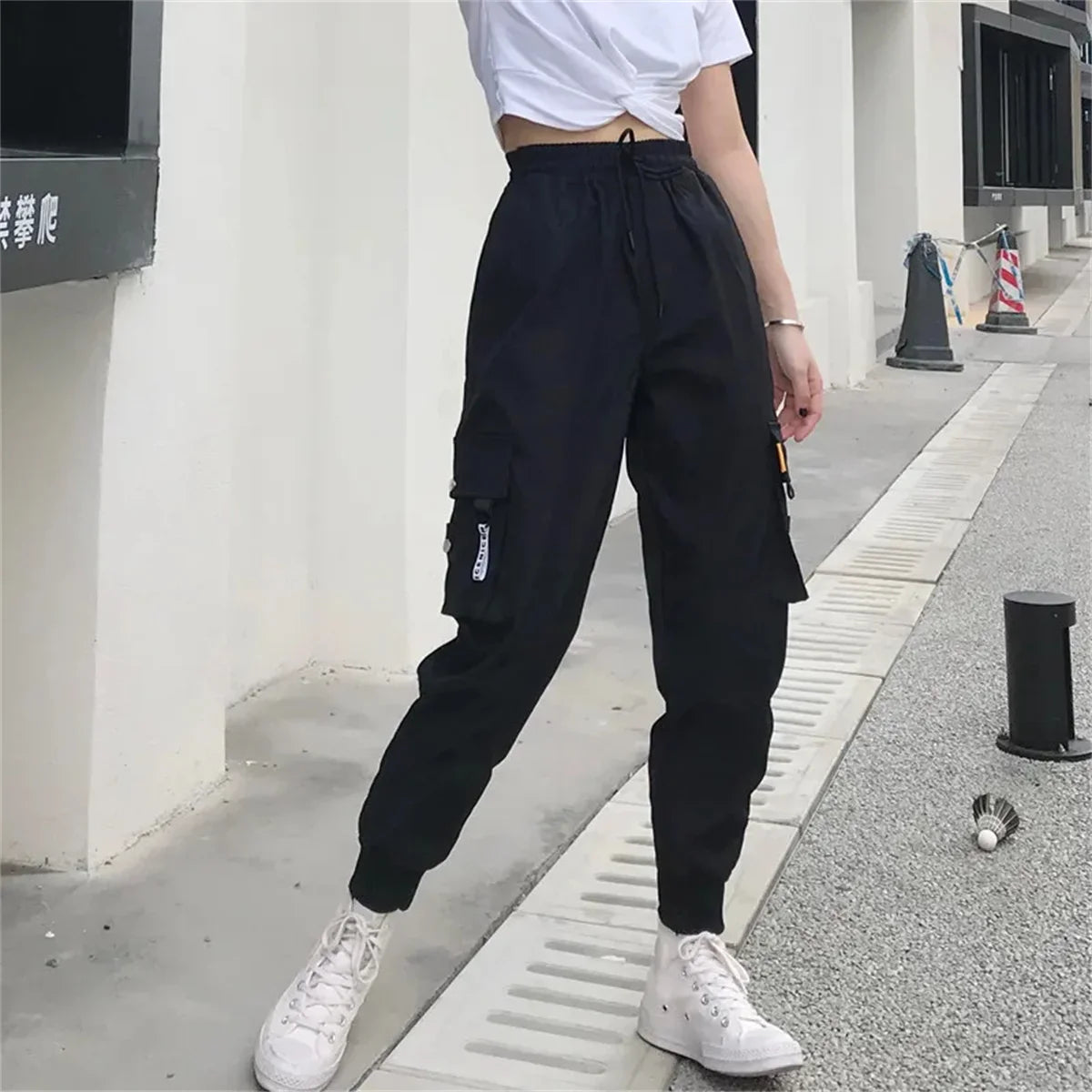 Women High Waist Loose Streetwear Baggy Tactical Trouser