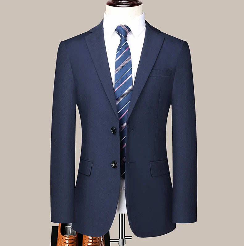 Men's Slim Fit Two-Button Wedding Suit Korean Style Business Formal Two-Piece Set with Trousers High-Quality 2025