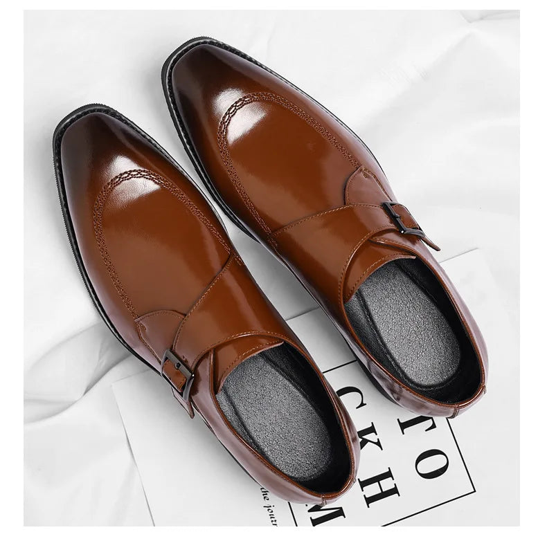 Buckle Designer Big Size Dress Shoes for Men Spring Autumn Solid Color Cow Leather Shoes Male Fashion Business Casual Shoe Man