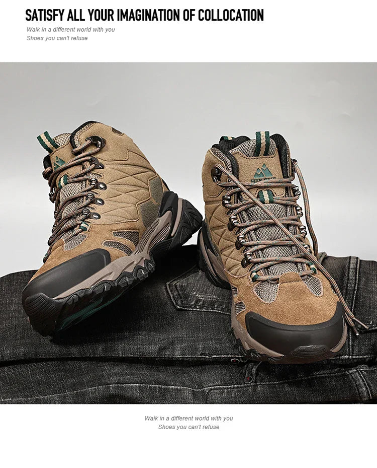 Winter Boot Men Outdoor Hiking Boots Suede High Top Trekking Men Shoes Rainproof Tactical Combat Military Boots