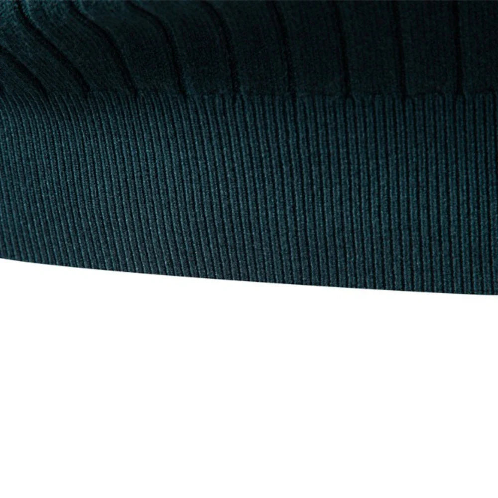 Men's Turtleneck Sweater Solid Color with Striped Pullover Warm Knitwear Winter Basic Casual High Quality Sweater Male