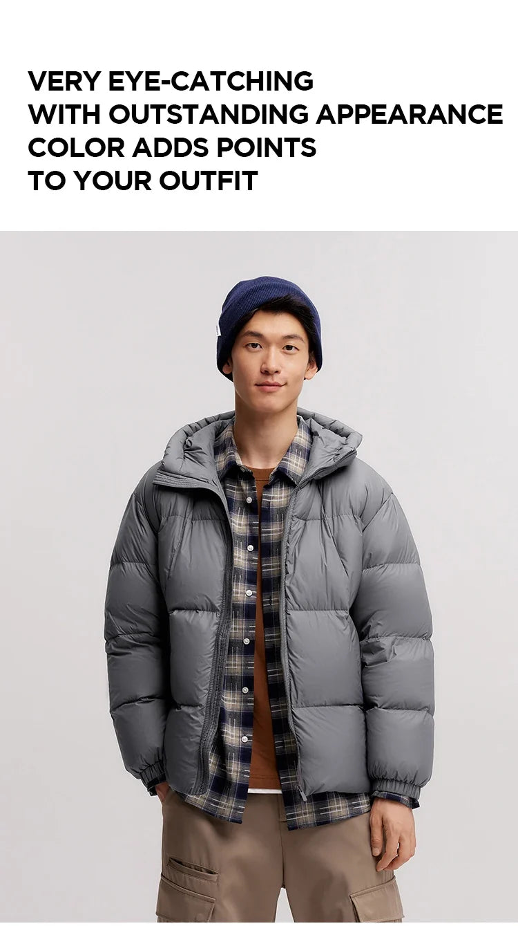 Down Jacket Men 2024 Winter New Thermal Three-Proof Couple Hooded Outerwear Solid Color Versatile Down Jacket