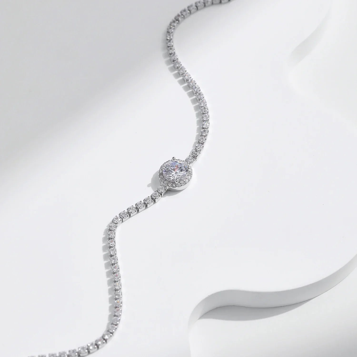 925 Sterling Silver Sparkling Halo Clear Cubic Zirconia Tennis Bracelets Luxury Wedding Engagement Fine Jewelry For Women