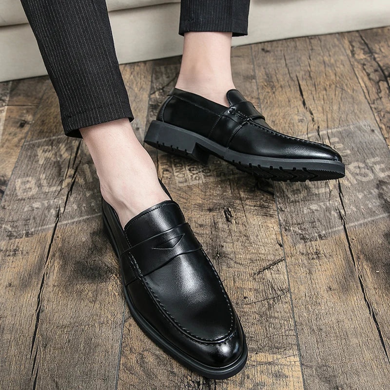 Mens Casual Leather Breathable Business Designer Brand Office Loafers Formal Classic Smile Footwear Dress Shoes for Men Flats 48
