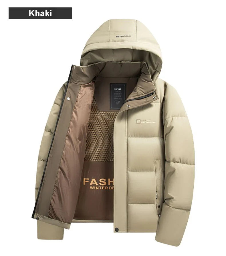 Graphene Warm Windproof Jacket Men 2024 Winter New Fashion Comfortable Thickened Outdoor Hooded Overcoat Male Casual Clothes