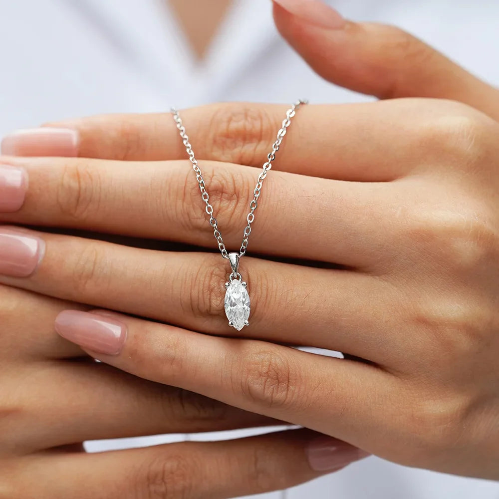PureNew 1-5ct Full Shape Moissanite Necklace For Women S925 Silver Plated 18k Gold D Color VVS1 Women's Moissanite Chain Gift