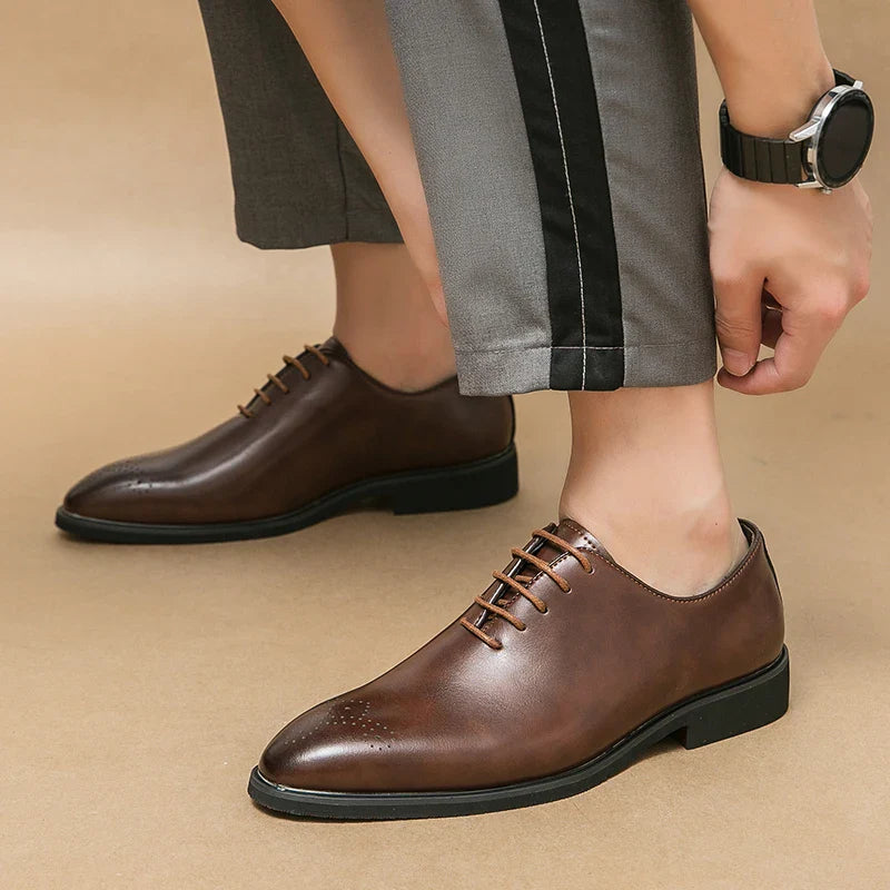 Men's Genuine Leather Dress Shoes Classic Oxford Soft Comfortable Lining Non-Slip Rubber Sole Business Office Formal Occasions