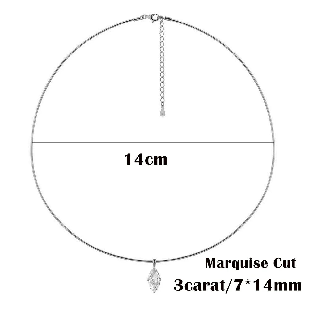 2/3Carat Round/Oval/Princess/Pear Cut Moissanite Pendant Necklace 925 Sterling Silver Solitaire Diamond Neck Chain for Women