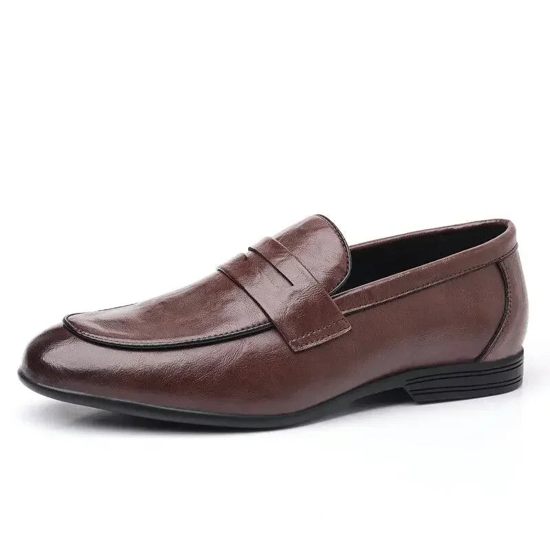 Brown Flat Leather Loafers Shoes for Men Fashion 2025 Classic Original Size Man Casual Shoe 45 Comfortable Shipping Free New In