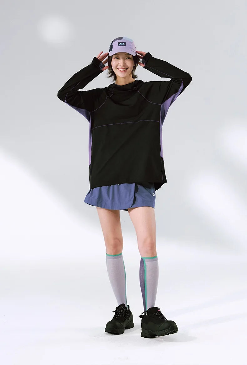 Unisex  Breathable T-Shirt, Moisture Wicking Quick-Dry Hooded, Outdoor Sports Tech Wear Hooded Long-sleeve Tracksuit