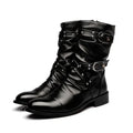 Men's Leather High Quality Mid Tube Boots Fashion Classic Autumn Winter Black Punk Rock Shoes Casual Men Womens Plus Size 38--48