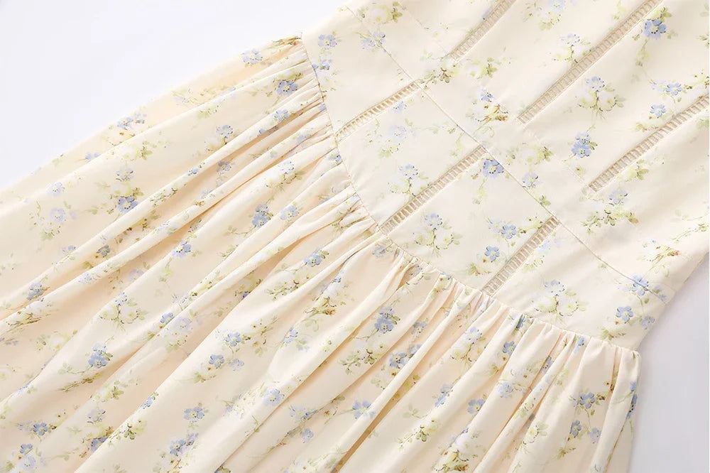 Women Long Floral Print Spaghetti Strap Maxi Dress Summer Elegant Lace Up Dress Flowy Holiday Party Beach Wear Dress