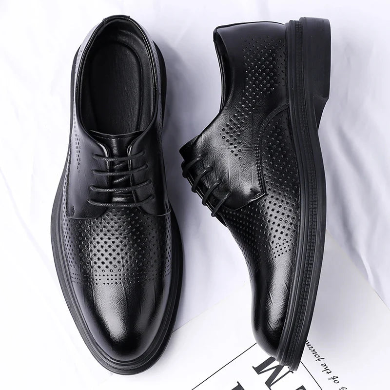Men's Formal Leather Shoes Lace Up Breathable Non-slip Rubber Sole Lightweight Comfortable Dress Shoes Office & Special Occasion